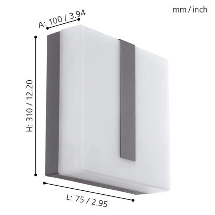 Eglo - LED Dimmbares Außenwandleuchte TORAZZA-C LED/14W/230V IP44