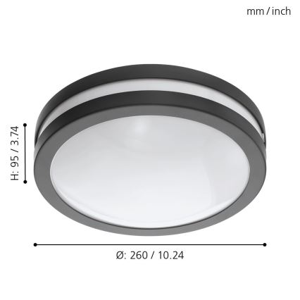 Eglo - Dimmbare LED-Deckenleuchte für Badezimmer LOCANA-C LED/14W/230V Bluetooth IP44 anthrazit