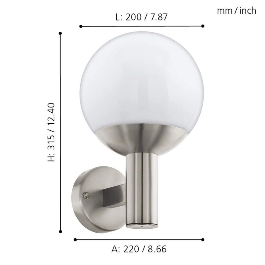 Eglo - LED dimmbares Außenwandleuchte NISIA-C 1xE27/9W/230V IP44