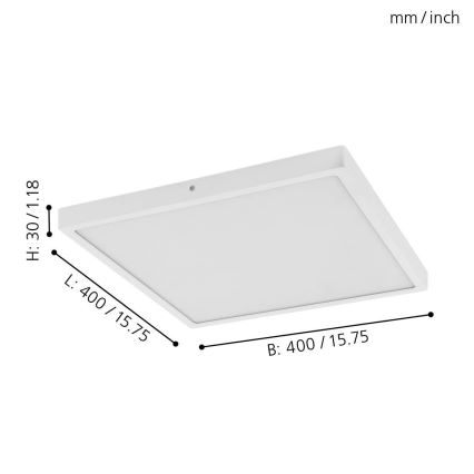 Eglo - LED Deckenleuchte 1xLED/25W/230V weiß eckig 2500 lm 40x40 cm