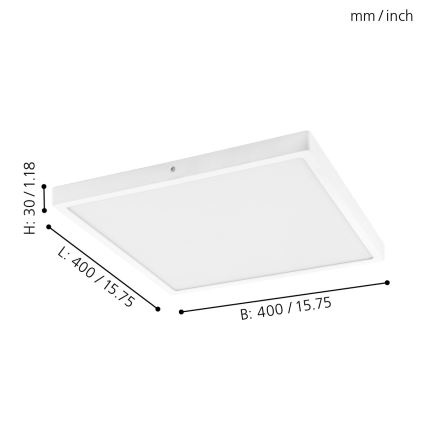 Eglo - LED-Deckenleuchte 1xLED/25W/230V weiß, quadratisch, 4000K, 40x40 cm
