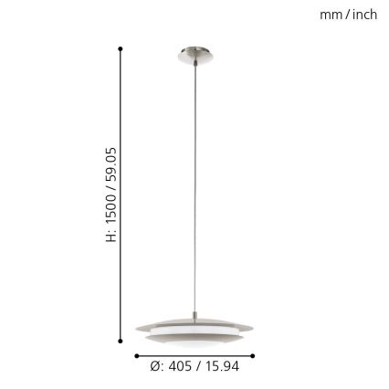 Eglo 98043 - LED RGBW dimmbare Pendelleuchte an Seil MONEVA-C LED/18W/230V