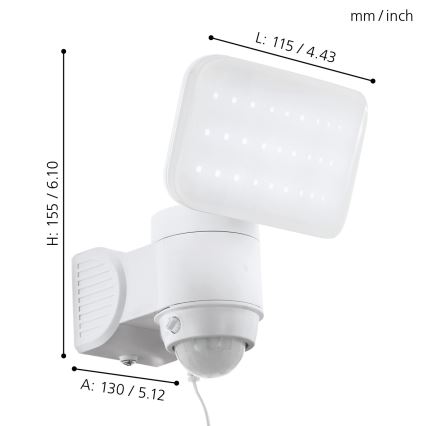 Eglo - LED Solar Wandleuchte mit Sensor LED/3,7V 1800 mAh IP44