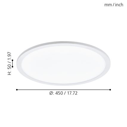 Eglo - LED dimmbare Deckenleuchte LED/19,5W/230V + Fernbedienung