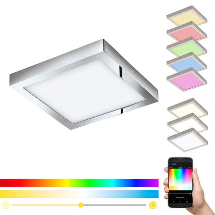 Eglo - LED RGBW dimmbare Deckenleuchte FUEVA-C LED/21W/230V Bluetooth IP44 30x30 cm