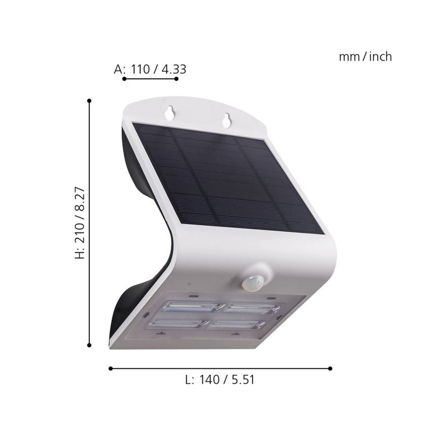 Eglo - LED-Solarleuchte mit Sensor LED/3,2 W/3,7 V 2000 mAh IP54