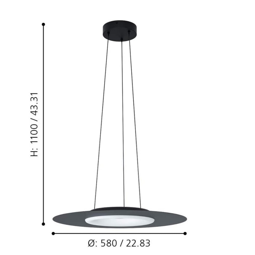 Eglo - LED RGB dimmbare Hängeleuchte an Seil COMPO ROSSO-C LED/16W/230V