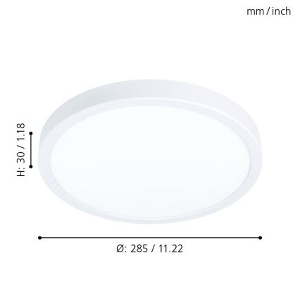 Eglo - Dimmbare LED-Deckenleuchte LED/20W/230V Ø 28,5 cm