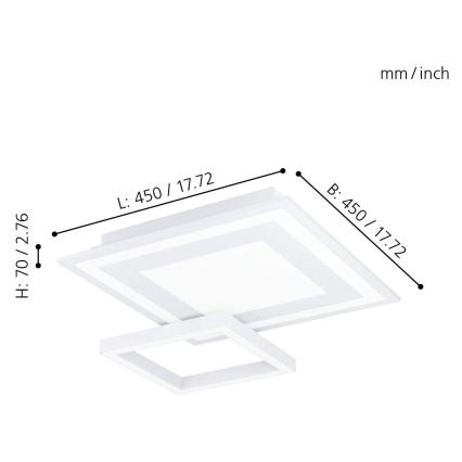 Eglo - LED RGB dimmbare Deckenleuchte SAVATAEILA-C LED/20W/230V