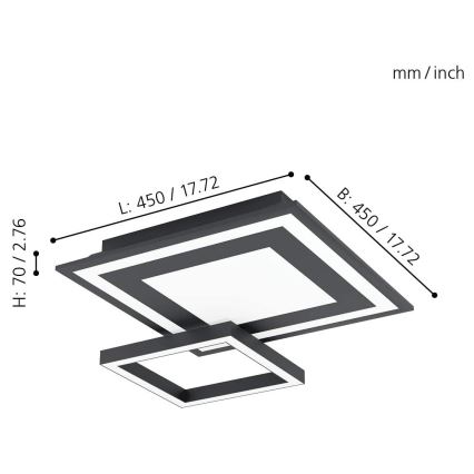 Eglo - LED RGB dimmbare Deckenleuchte SAVATAEILA-C LED/20W/230V