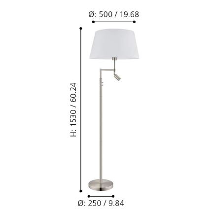 Eglo/Edi Light - LED Stehleuchte SANTANDER 1xE27/11W/230V + LED/2,3W mattchrom