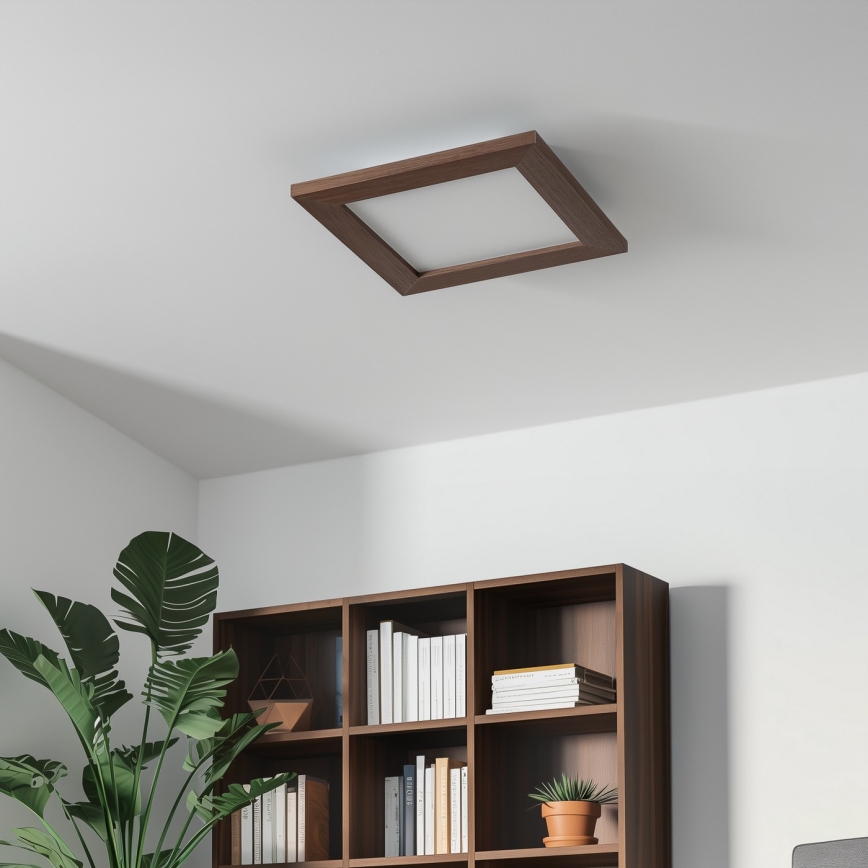 Eglo - LED Aufbaustrahler SALOBRENA-RW WOOD LED/17W/230V 2700/4000K 34x34 cm dunkelbraun