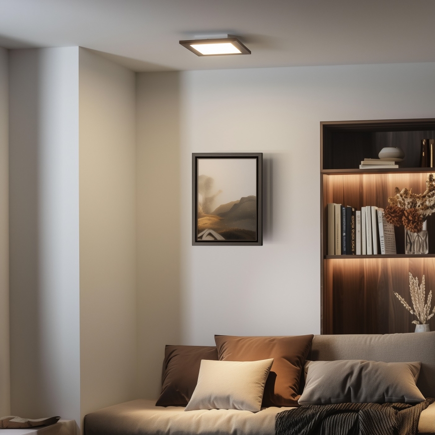 Eglo - LED Aufbaustrahler SALOBRENA-RW WOOD LED/17W/230V 2700/4000K 34x34 cm dunkelbraun
