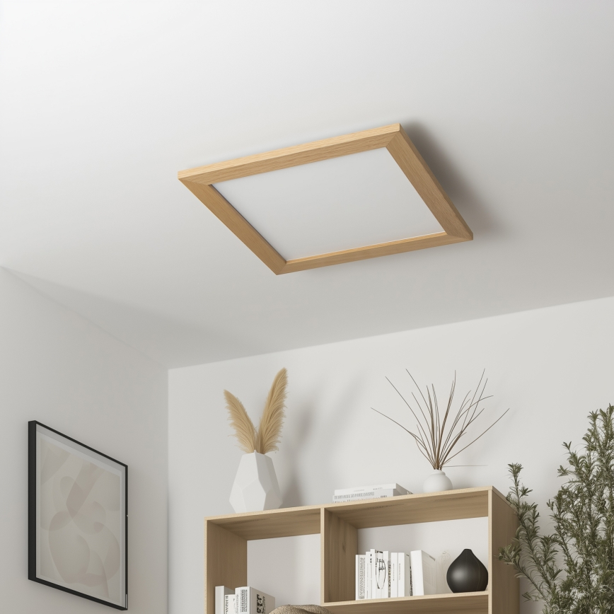 Eglo - LED dimmbares Deckenpanel POZZALLO WOOD LED/21W/230V 2700-6500K 49,5x49,5 cm Braun + Fernbedienung