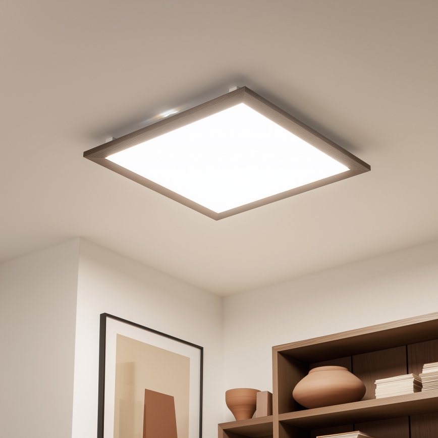 Eglo - LED RGB dimmbares Aufbaumodul SALOBRENA-C WOOD LED/30,5W/230V 2700-6500K 64x64 cm dunkelbraun + Fernbedienung