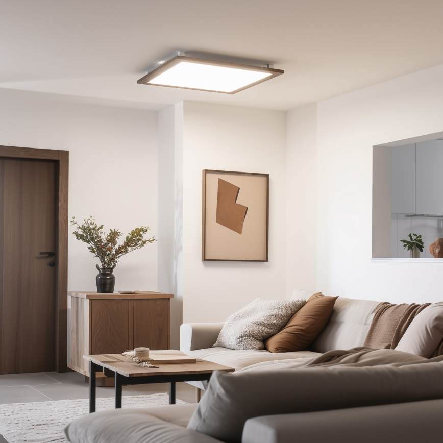 Eglo - LED RGB dimmbares Aufbaumodul SALOBRENA-C WOOD LED/30,5W/230V 2700-6500K 64x64 cm dunkelbraun + Fernbedienung