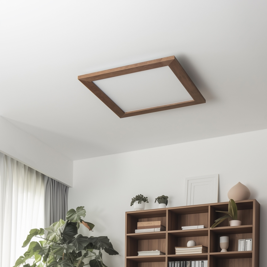 Eglo - LED RGB dimmbares Aufbaumodul SALOBRENA-C WOOD LED/24W/230V 2700-6500K 49,5x49,5 cm dunkelbraun + Fernbedienung