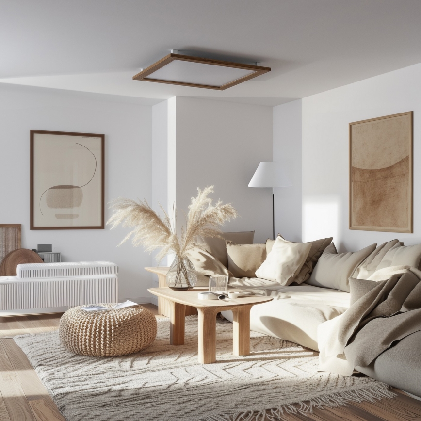 Eglo - LED RGB dimmbares Aufbaumodul SALOBRENA-C WOOD LED/30,5W/230V 2700-6500K 64x64 cm braun + Fernbedienung