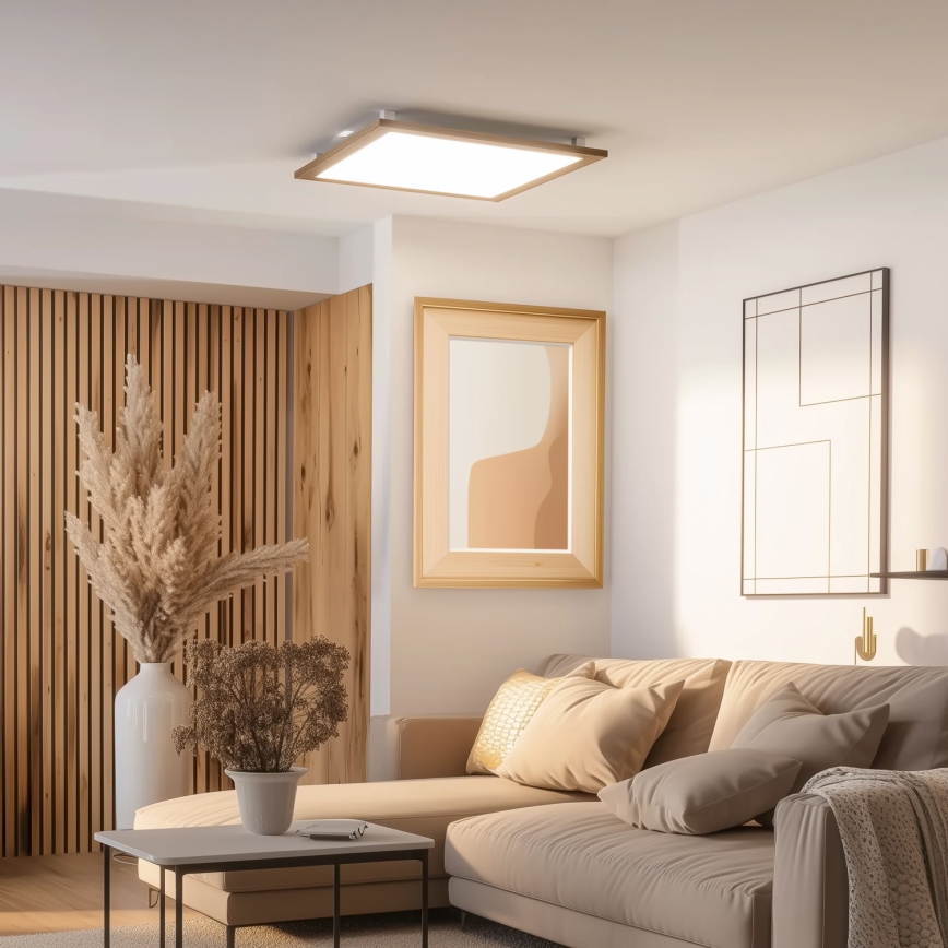 Eglo - LED RGB dimmbares Aufbaumodul SALOBRENA-C WOOD LED/30,5W/230V 2700-6500K 64x64 cm braun + Fernbedienung