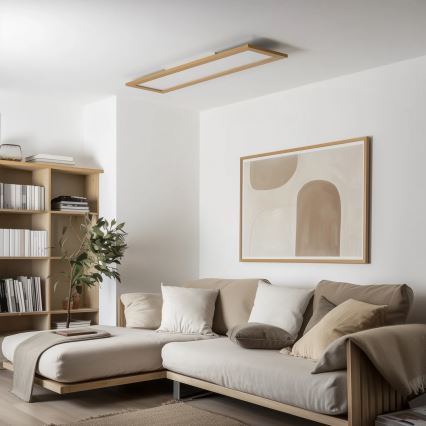 Eglo - LED RGBW dimmbares Aufbaupanel SALOBRENA-C WOOD LED/34W/230V 2700-6500K 34x124 cm braun + Fernbedienung