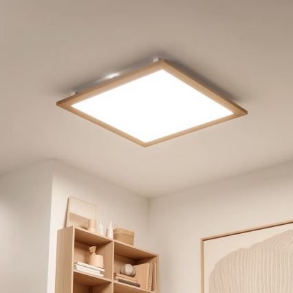 Eglo - LED RGBW dimmbares Aufbaulichtpanel SALOBRENA-C WOOD LED/34W/230V 2700-6500K 64x64 cm braun + Fernbedienung