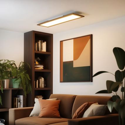 Eglo - LED RGBW dimmbares Aufbau-Panel SALOBRENA-C WOOD LED/34W/230V 2700–6500K 34×124 cm dunkelbraun + Fernbedienung