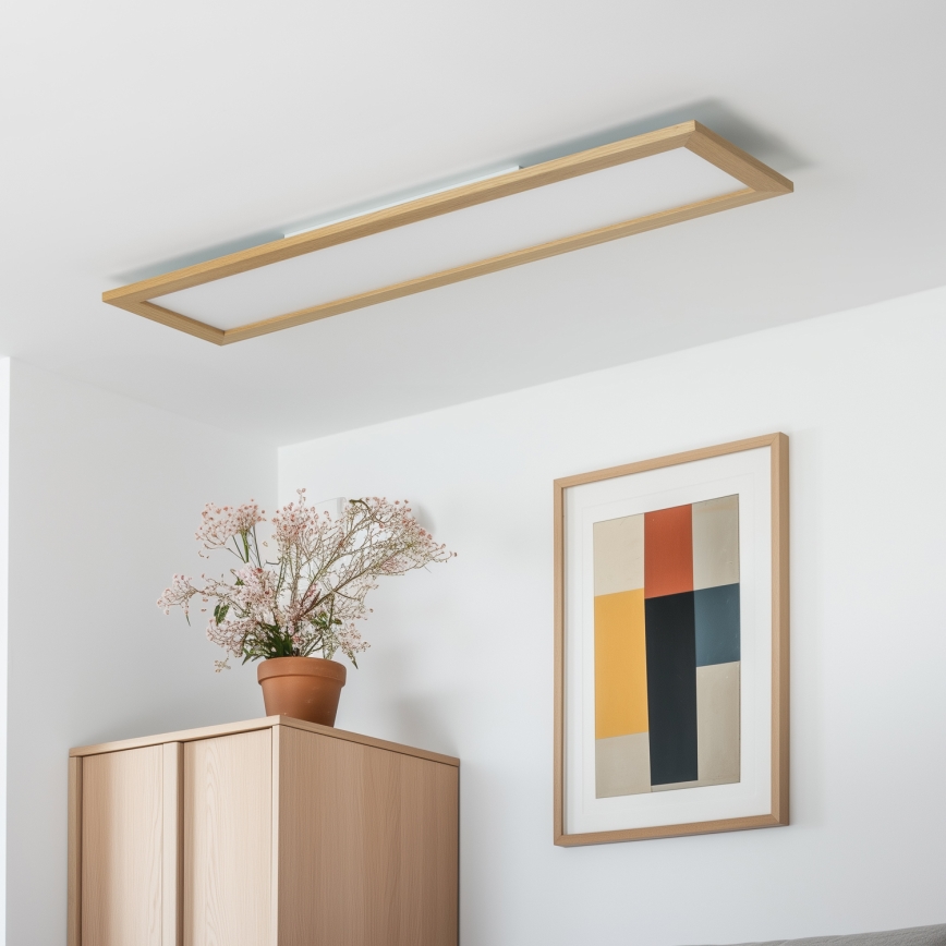 Eglo - LED RGBW dimmbares Aufbaupanel SALOBRENA-C WOOD LED/34W/230V 2700-6500K 34x124 cm braun + Fernbedienung