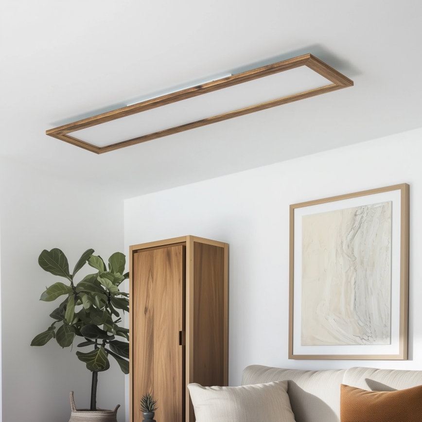 Eglo - LED RGBW dimmbares aufgesetztes Panel SALOBRENA-C WOOD LED/34W/230V 2700-6500K 34x124 cm braun + Fernbedienung