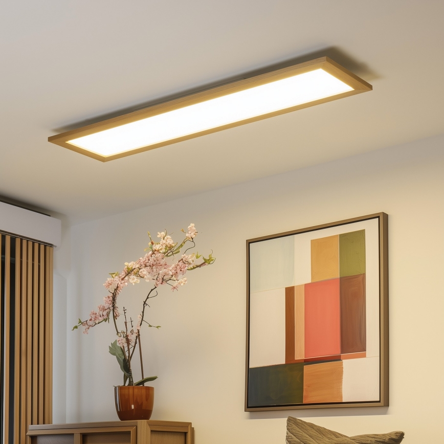 Eglo - LED RGBW dimmbares Aufputz-/Einbaupanel SALOBRENA-C WOOD LED/34W/230V 2700-6500K 34x124 cm braun + Fernbedienung