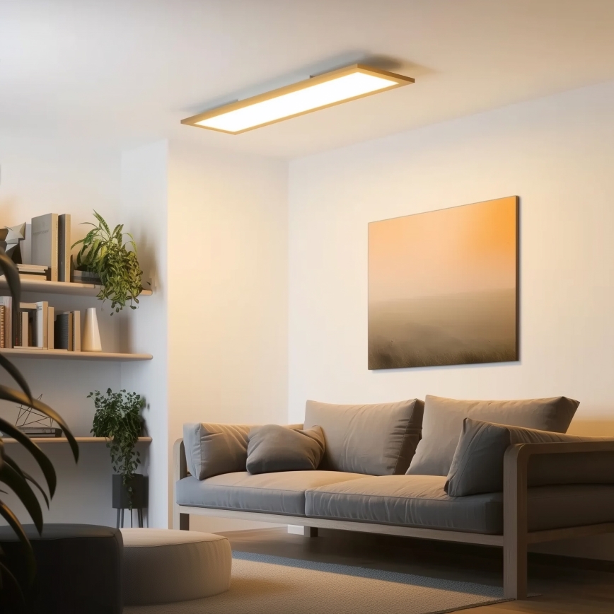 Eglo - LED RGBW dimmbares Aufputz-/Einbaupanel SALOBRENA-C WOOD LED/34W/230V 2700-6500K 34x124 cm braun + Fernbedienung