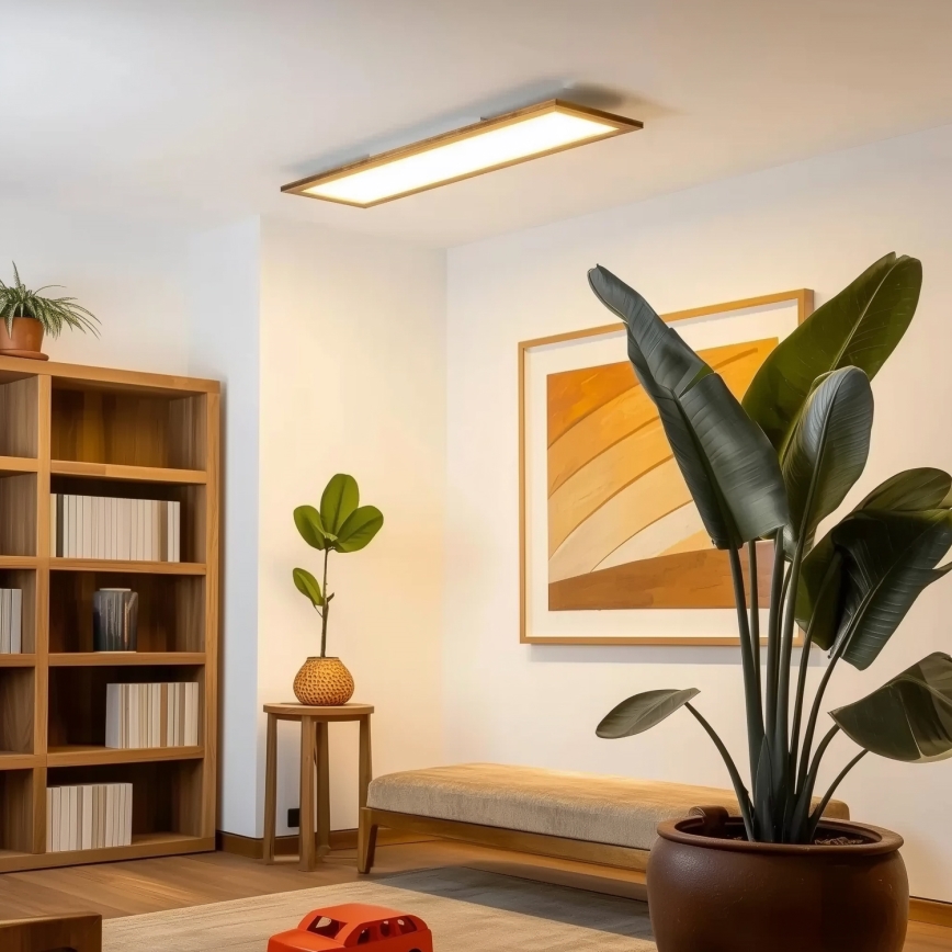 Eglo - LED RGBW dimmbares Aufputz-/Einbaupanel SALOBRENA-C WOOD LED/34W/230V 2700-6500K 34x124 cm braun + Fernbedienung
