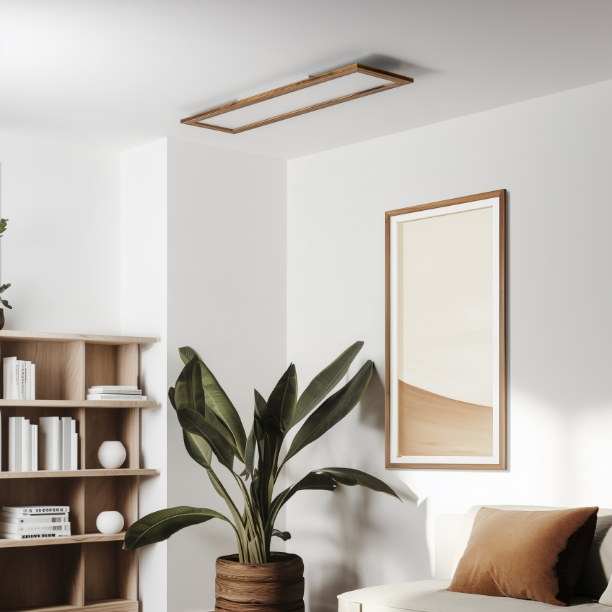 Eglo - LED RGBW dimmbares Aufputz-/Einbaupanel SALOBRENA-C WOOD LED/34W/230V 2700-6500K 34x124 cm braun + Fernbedienung