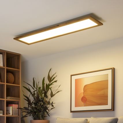 Eglo - LED RGBW dimmbares aufgesetztes Panel SALOBRENA-C WOOD LED/34W/230V 2700-6500K 34x124 cm braun + Fernbedienung