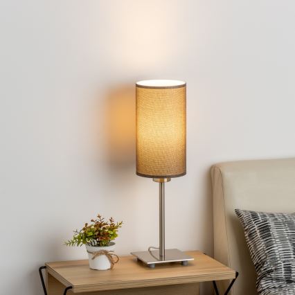 Eglo - LED Tischlampe TUNJA 1xE27/60W/230V 26,5 cm mattchrom/braun