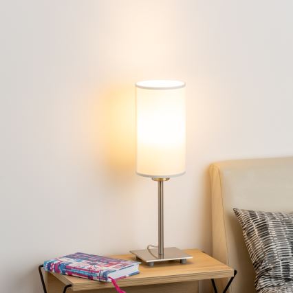 Eglo - LED Tischlampe TUNJA 1xE27/60W/230V 26,5 cm mattchrom/weiß