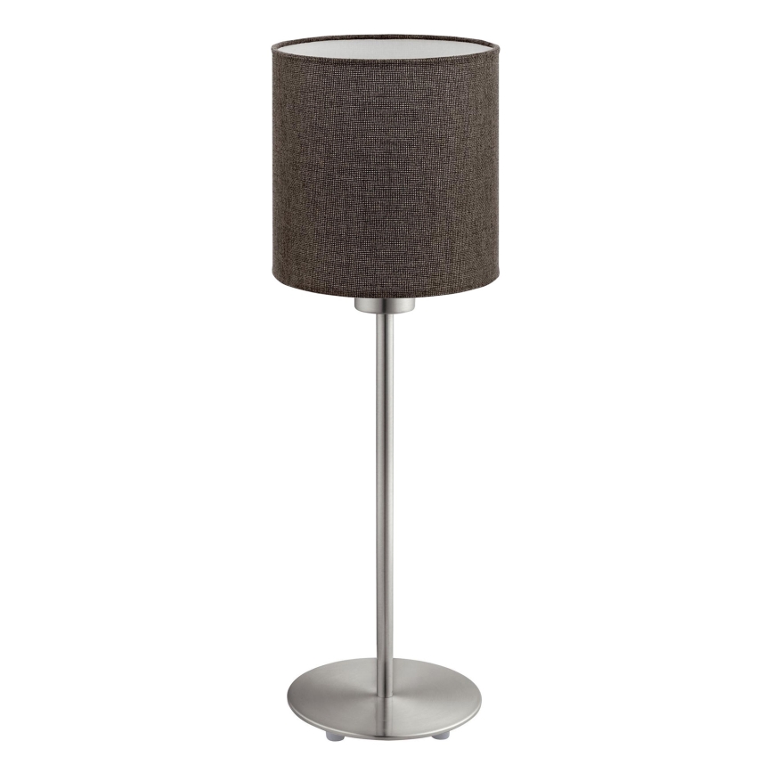 Eglo - LED Tischlampe TUNJA 1xE27/60W/230V 38,5 cm mattchrom/braun