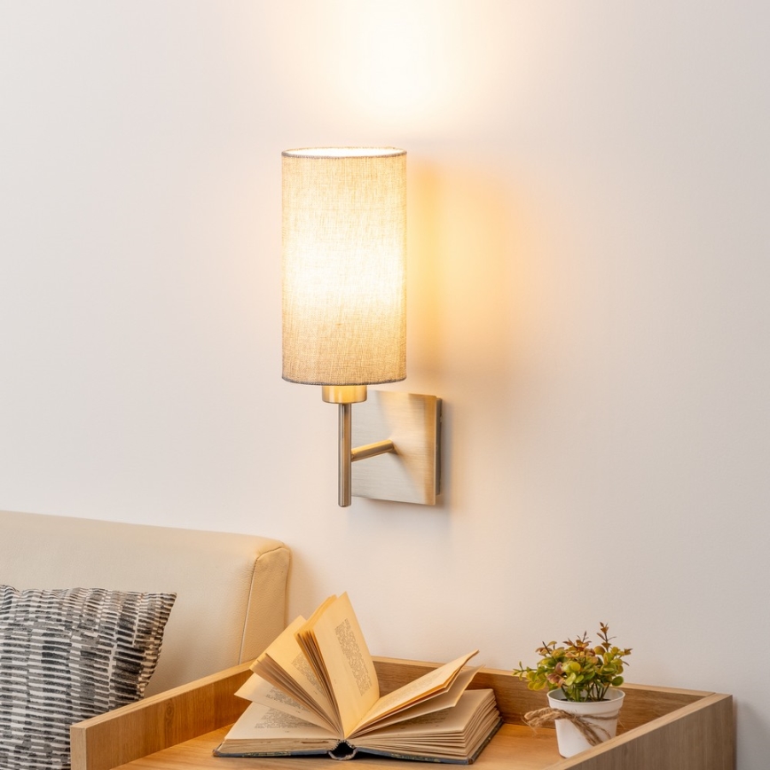 Eglo - LED Wandleuchte TUNJA 1xE27/60W/230V mattchrom/grau