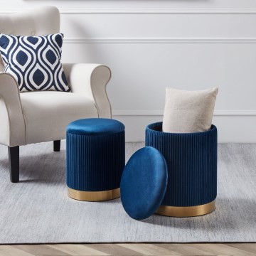 Eglo - SET 2x Hocker Ø 31,5/36 cm blau/gold
