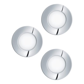 Eglo - SET 3x LED Badezimmer-Einbauleuchte FUEVA 1xLED/2,8W/230V IP44 glänzender Chrom Ø 8,5 cm