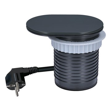Einbausteckdose mit Schiebeabdeckung 20W, 1x Steckdose + USB A+C, schwarz