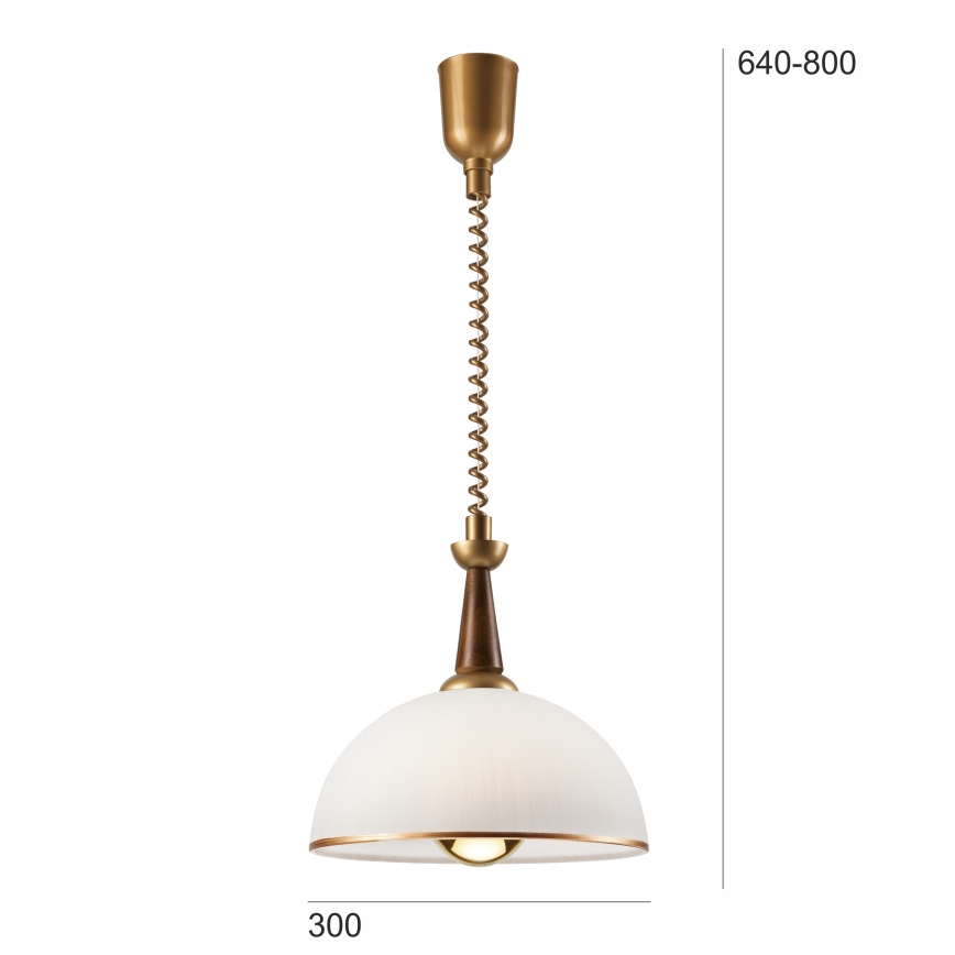 Einziehbarer Kronleuchter CHIARA 1xE27/60W/230V Braun/Buche