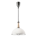 Einziehbarer Kronleuchter CHIARA 1xE27/60W/230V silber/beige/Buche