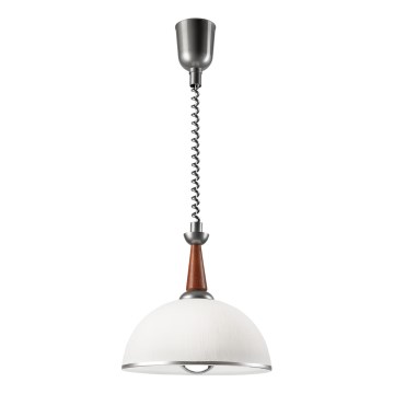 Einziehbarer Kronleuchter CHIARA 1xE27/60W/230V silber/braun/Buche