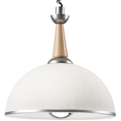 Einziehbarer Kronleuchter CHIARA 1xE27/60W/230V silber/beige/Buche