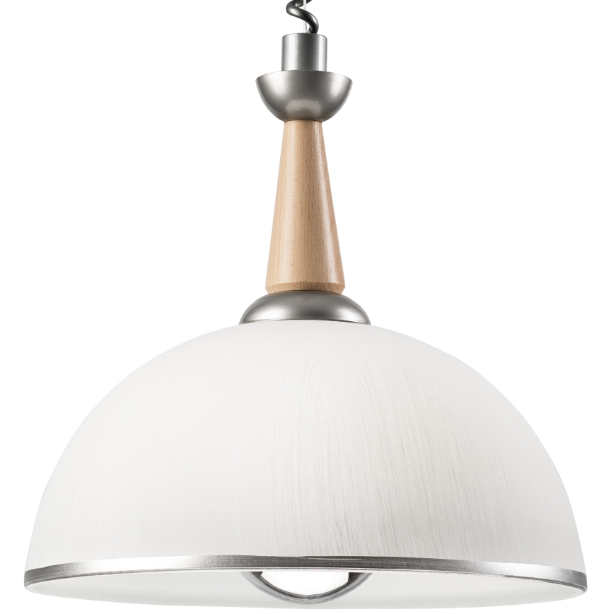 Einziehbarer Kronleuchter CHIARA 1xE27/60W/230V silber/beige/Buche