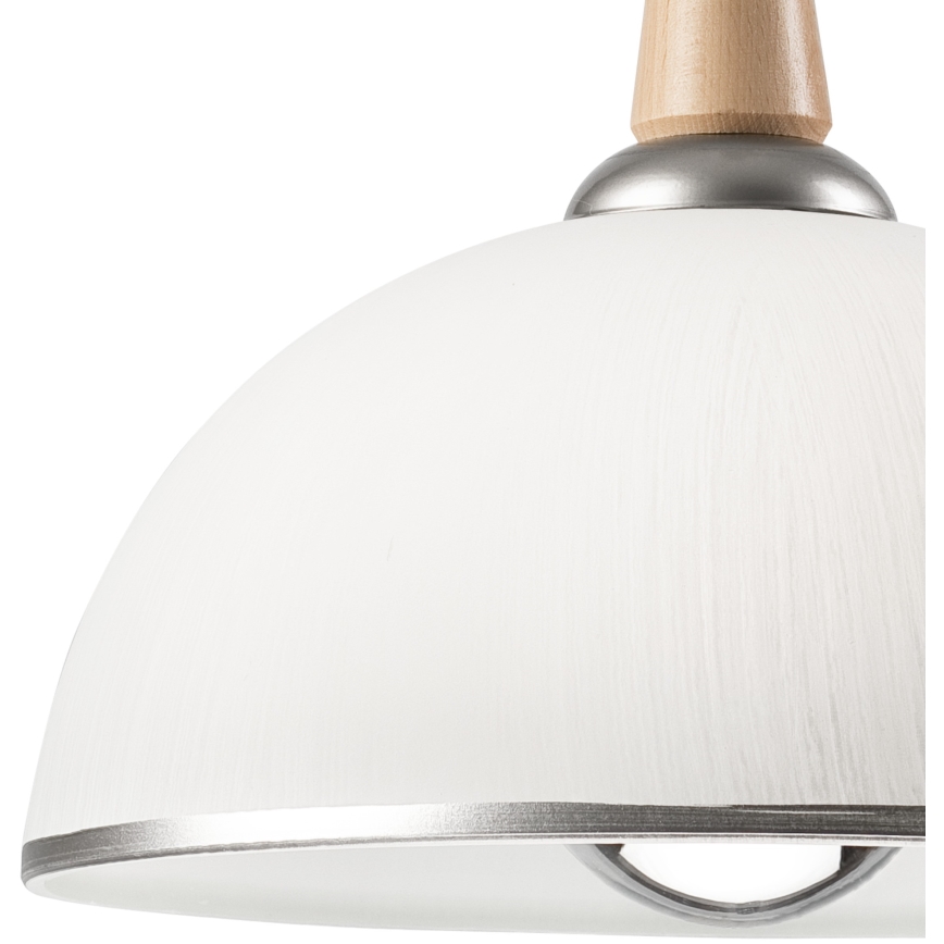 Einziehbarer Kronleuchter CHIARA 1xE27/60W/230V silber/beige/Buche