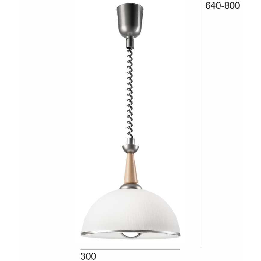 Einziehbarer Kronleuchter CHIARA 1xE27/60W/230V silber/beige/Buche