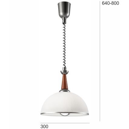 Einziehbarer Kronleuchter CHIARA 1xE27/60W/230V silber/braun/Buche