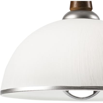 Einziehbarer Kronleuchter CHIARA 1xE27/60W/230V silber/dunkelbraun/Buche