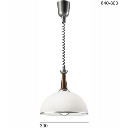 Einziehbarer Kronleuchter CHIARA 1xE27/60W/230V silber/dunkelbraun/Buche
